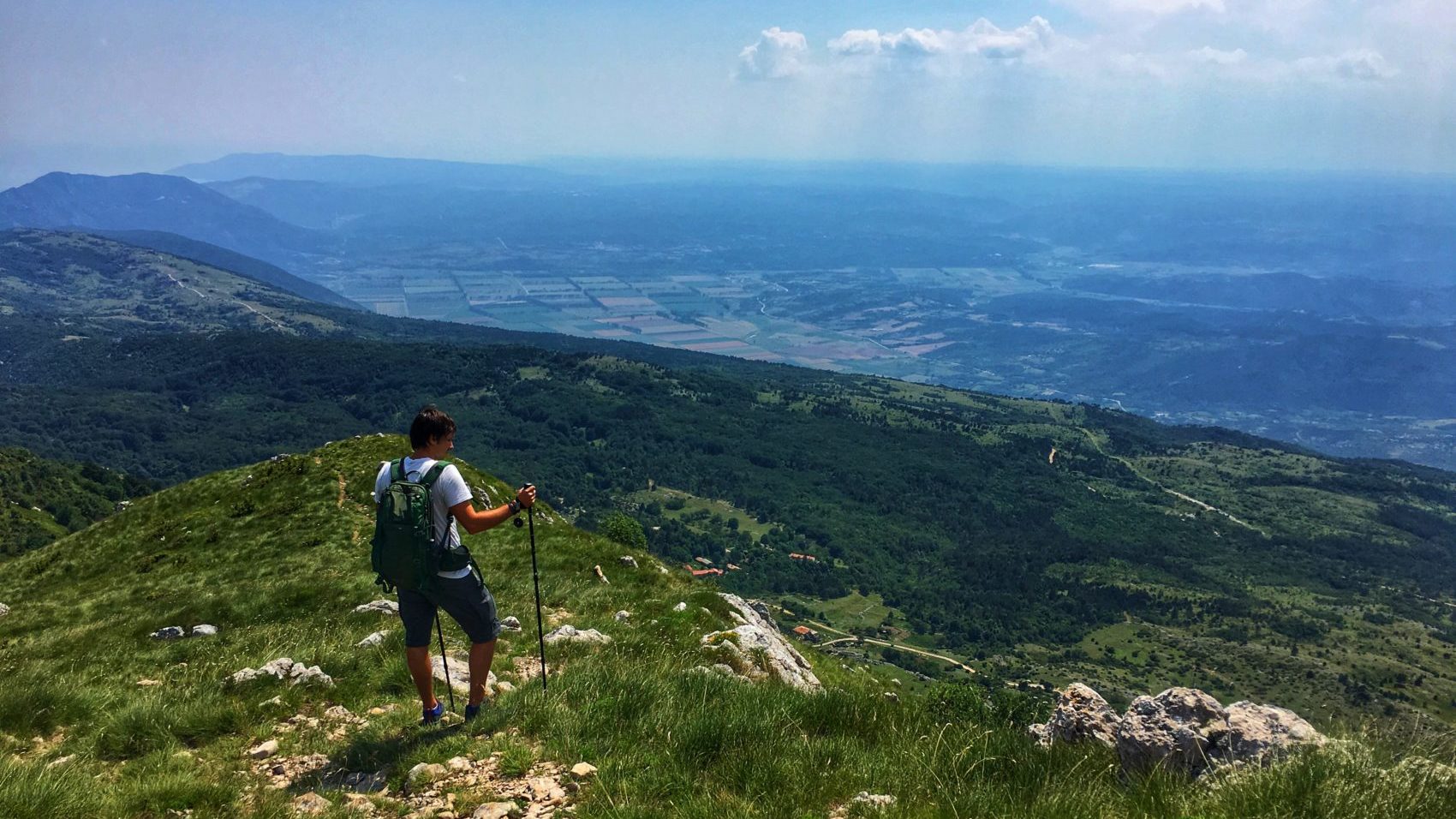 man hiking ucka mountain in istria croatia